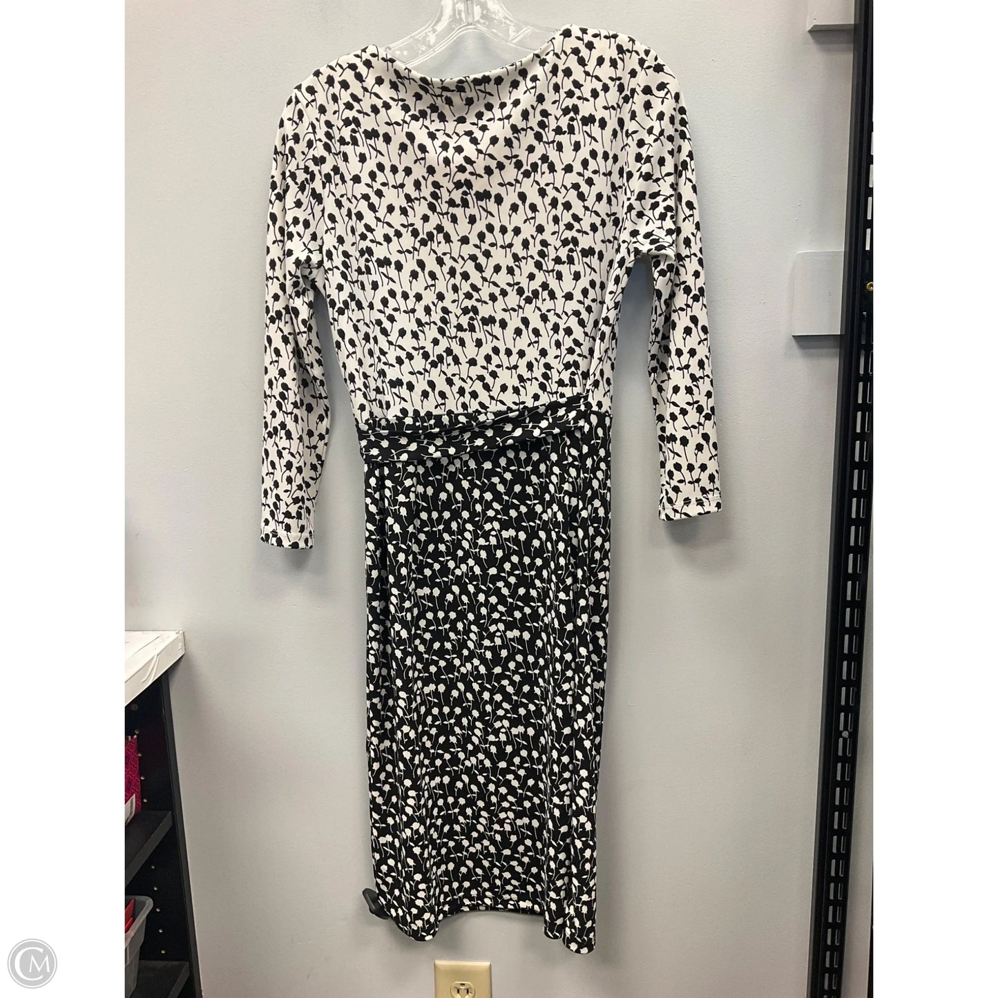 Dress Casual Midi By Talbots In Black & White, Size: S