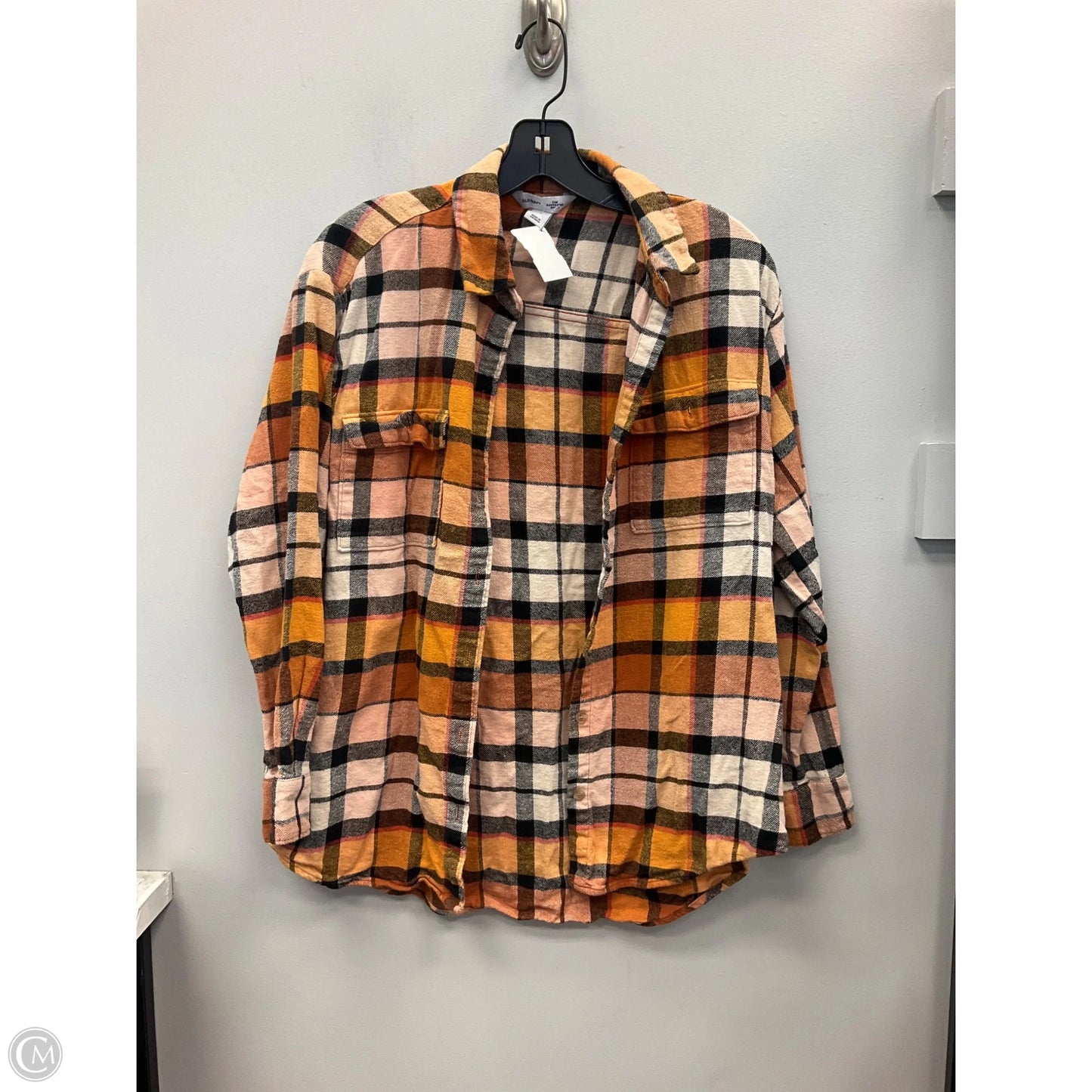 Top Long Sleeve By Old Navy In Plaid Pattern, Size: M