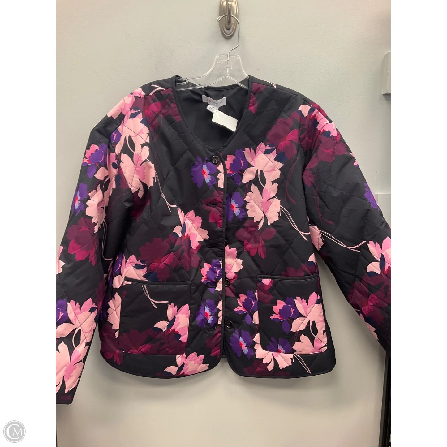Jacket Puffer & Quilted By Liz Claiborne In Floral Print, Size: M