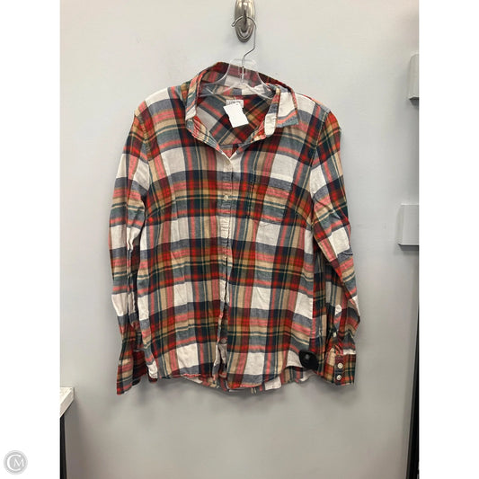 Top Long Sleeve By J. Crew In Plaid Pattern, Size: M