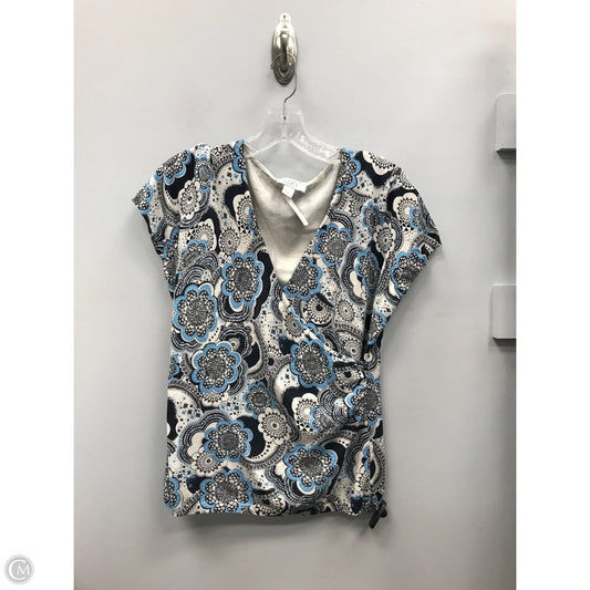 Top Short Sleeve By Ann Taylor In Blue & White, Size: Lp
