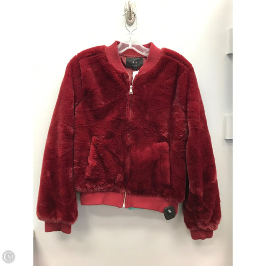 Jacket Faux Fur & Sherpa By Iris In Maroon, Size: L