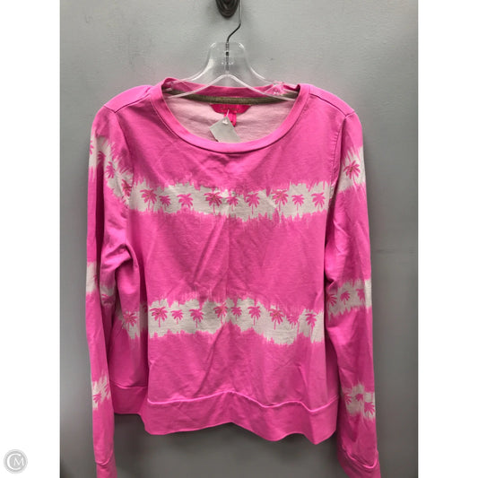 Top Long Sleeve Designer By Lilly Pulitzer In Pink & White, Size: L