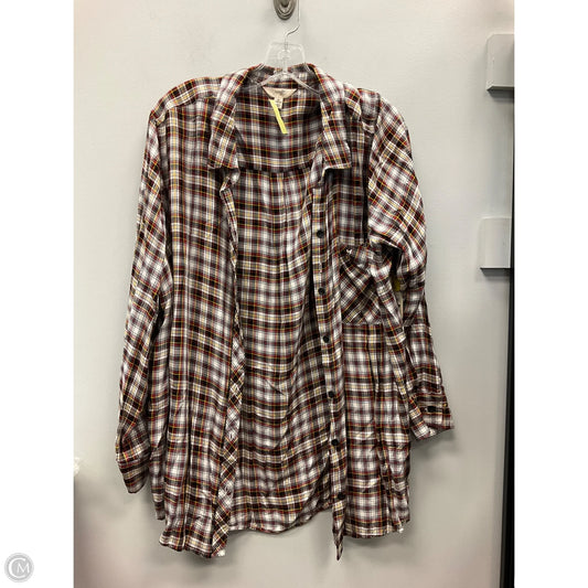 Top 2pc 3/4 Sleeve By Terra & Sky In Plaid Pattern, Size: 2x