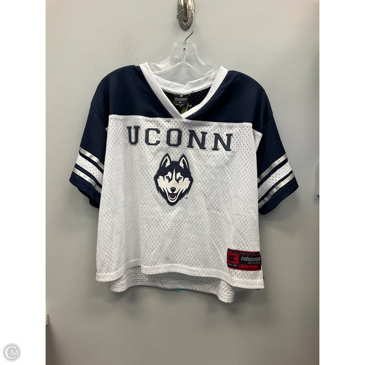Athletic Top Short Sleeve By Cmc In Blue & White, Size: Xl