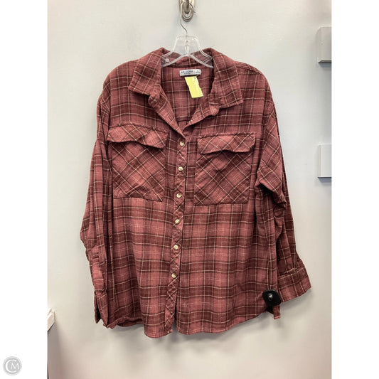 Top Long Sleeve By Arizona In Plaid Pattern, Size: S