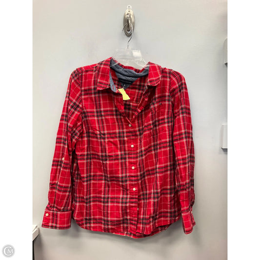 Top Long Sleeve By Tommy Hilfiger In Plaid Pattern, Size: L