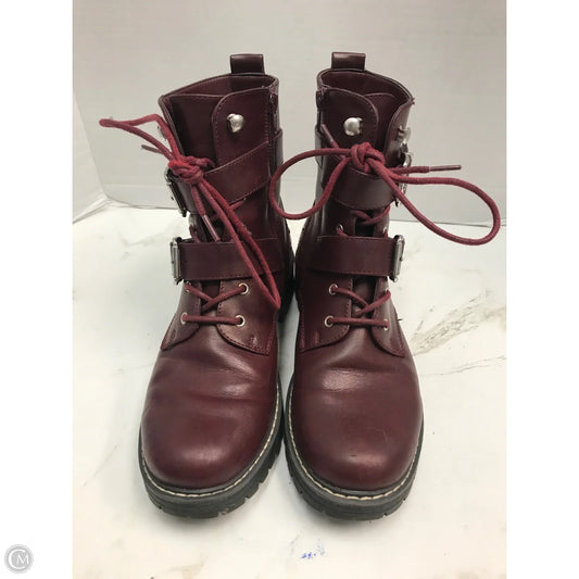 Boots Combat By So In Maroon, Size: 8.5