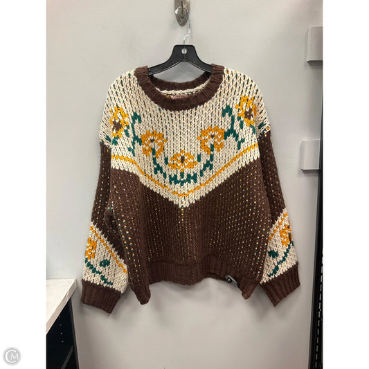 Sweater By Bailey Rose In Brown & Cream, Size: S