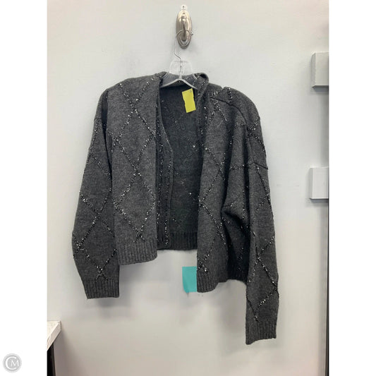 Sweater Cardigan Designer By Christian Lacroix In Grey, Size: M