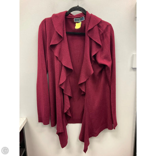 Sweater Cardigan By Karen Scott In Maroon, Size: L