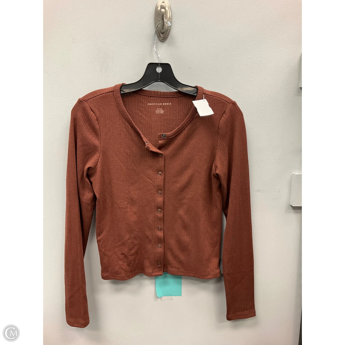 Top Long Sleeve Basic By American Eagle In Brown, Size: S