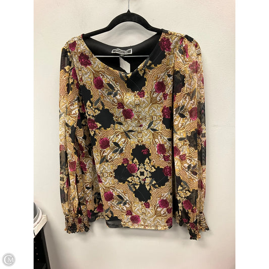 Top Long Sleeve By Cmc In Black & Gold, Size: L