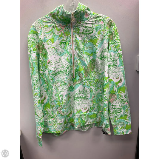 Top Long Sleeve Designer By Lilly Pulitzer In Green & White, Size: Xxl