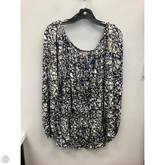 Top Long Sleeve By Michael By Michael Kors In Blue & Cream, Size: 1x