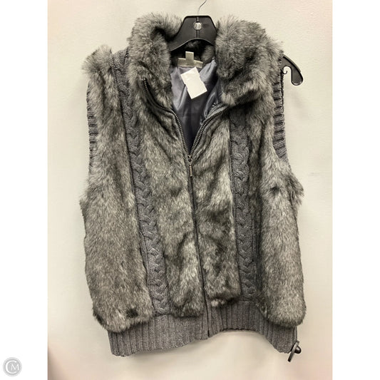 Vest Faux Fur & Sherpa By Dressbarn In Grey, Size: Xl