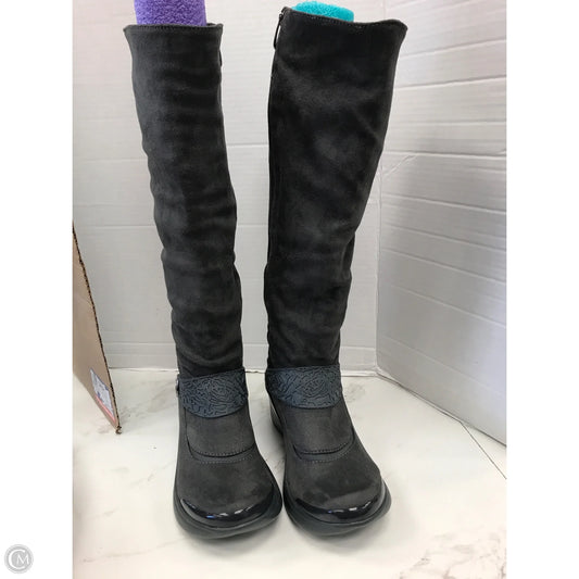 Boots Knee Heels By Bzees In Grey, Size: 6.5