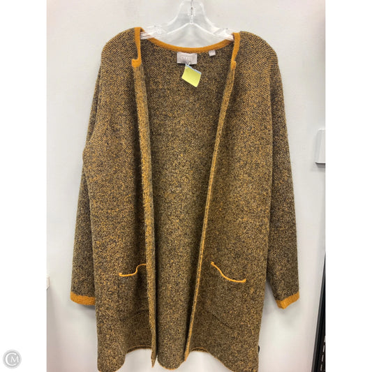 Sweater Cardigan By Cyrus In Black & Gold, Size: L