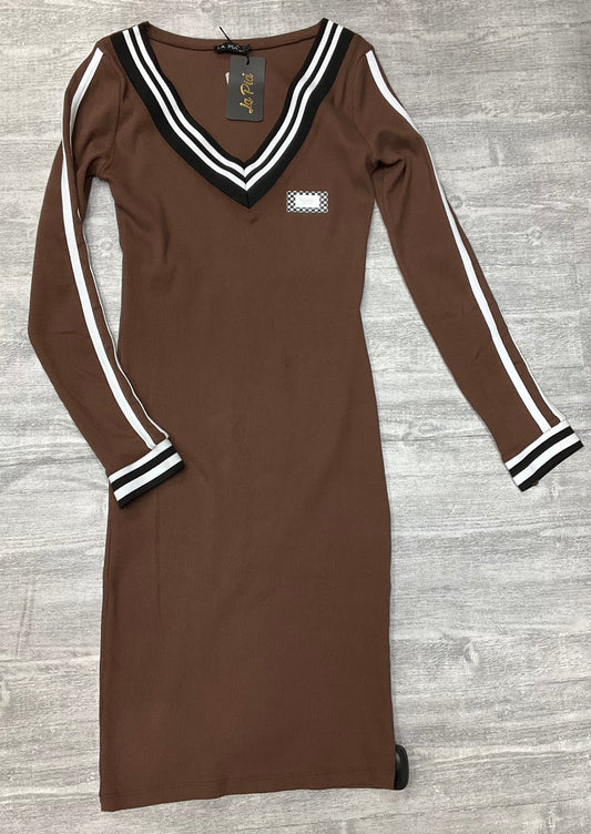 Dress Casual Midi By Clothes Mentor In Brown, Size: S