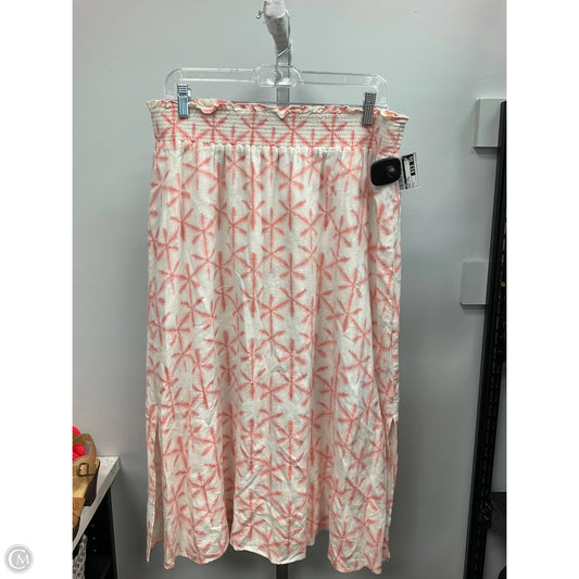 Skirt Midi By Loft In Cream & Pink, Size: L