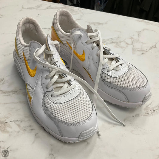 Shoes Athletic By Nike In White & Yellow, Size: 9