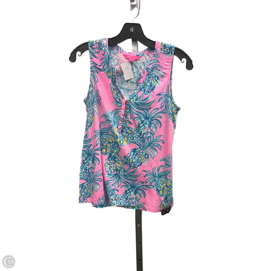 Top Sleeveless Designer By Lilly Pulitzer In Blue & Pink, Size: Xs