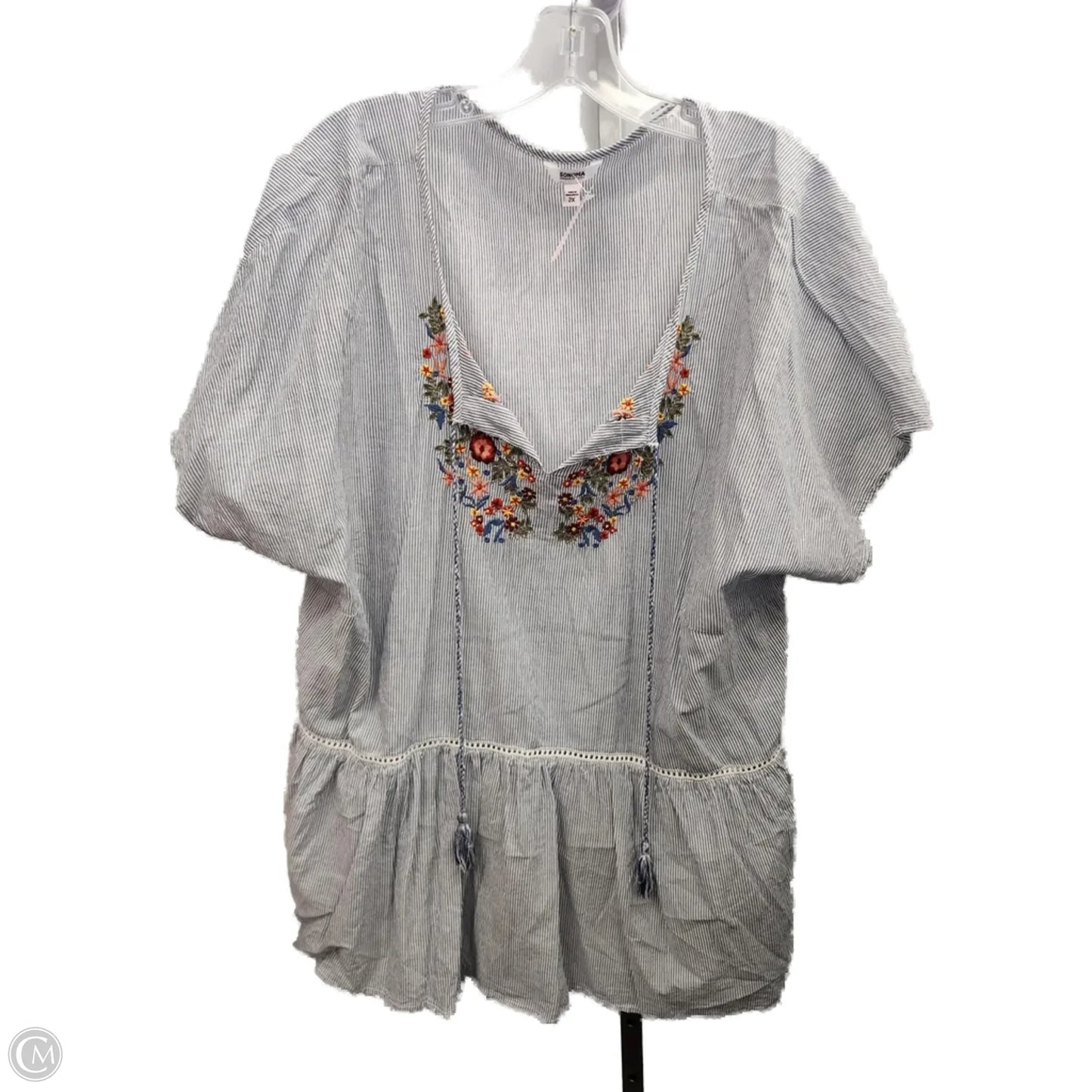 Top Short Sleeve By Sonoma In Striped Pattern, Size: 2x