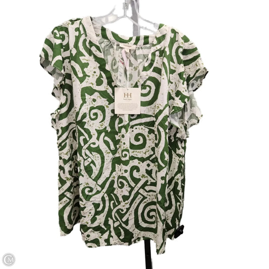 Top Short Sleeve By Haute Hippie In Cream & Green, Size: 1x