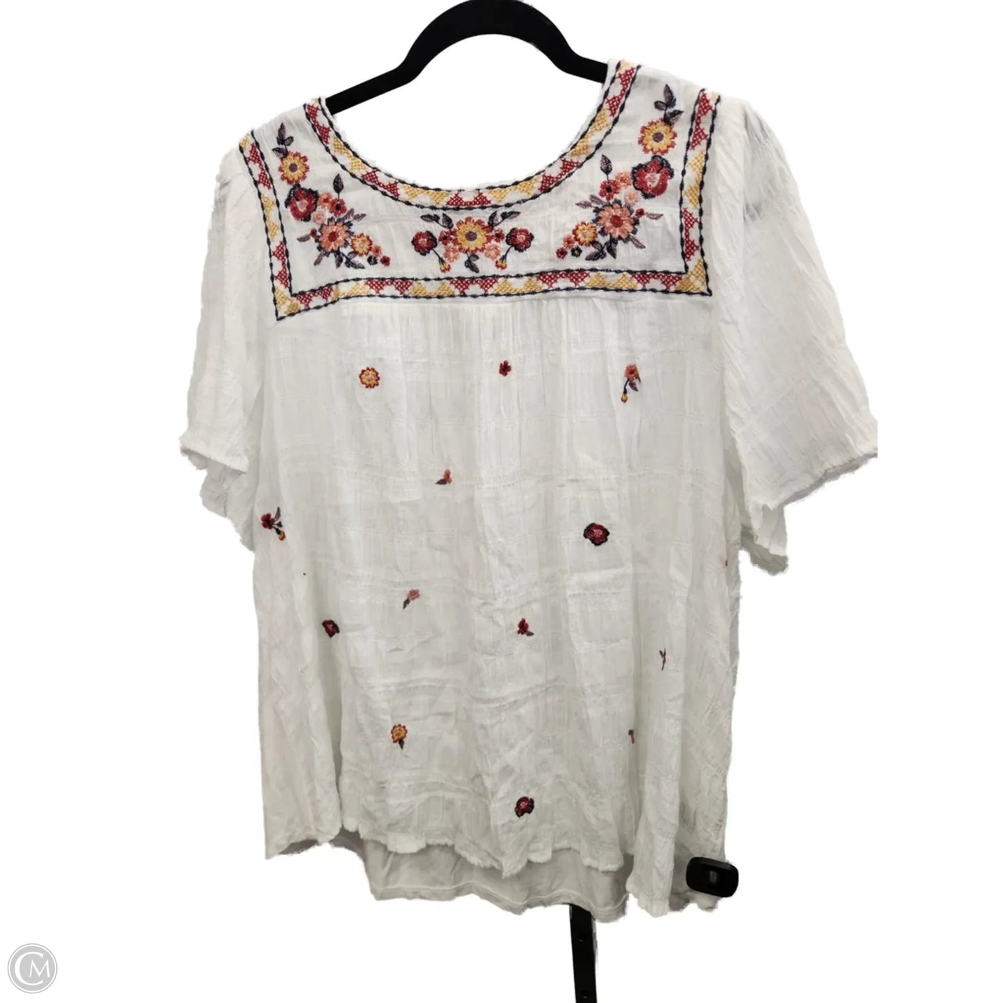 Top Short Sleeve By Knox Rose In Cream, Size: 1x