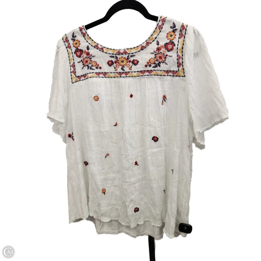 Top Short Sleeve By Knox Rose In Cream, Size: 1x
