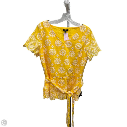 Top Short Sleeve By Talbots In White & Yellow, Size: 6p
