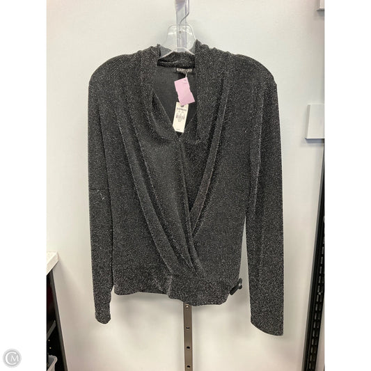 Top Long Sleeve By Express In Black & Silver, Size: S