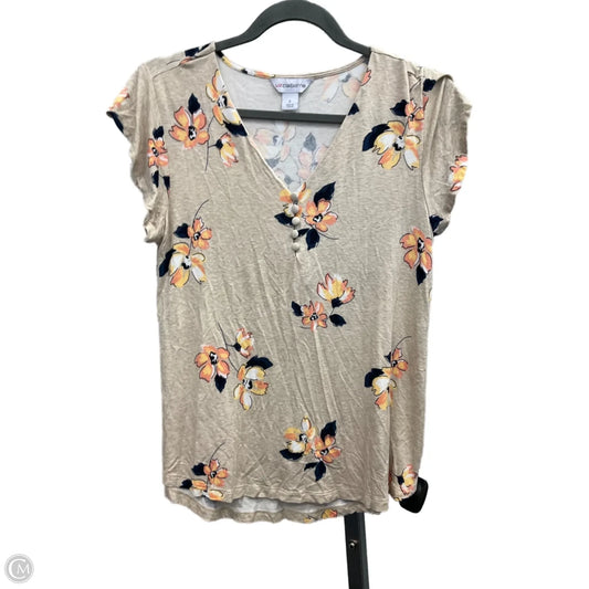Top Short Sleeve By Liz Claiborne In Floral Print, Size: S