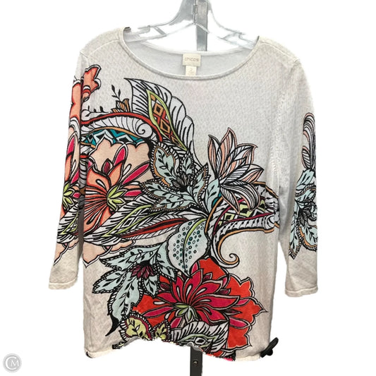 Top 3/4 Sleeve By Chicos In Multi-colored, Size: L