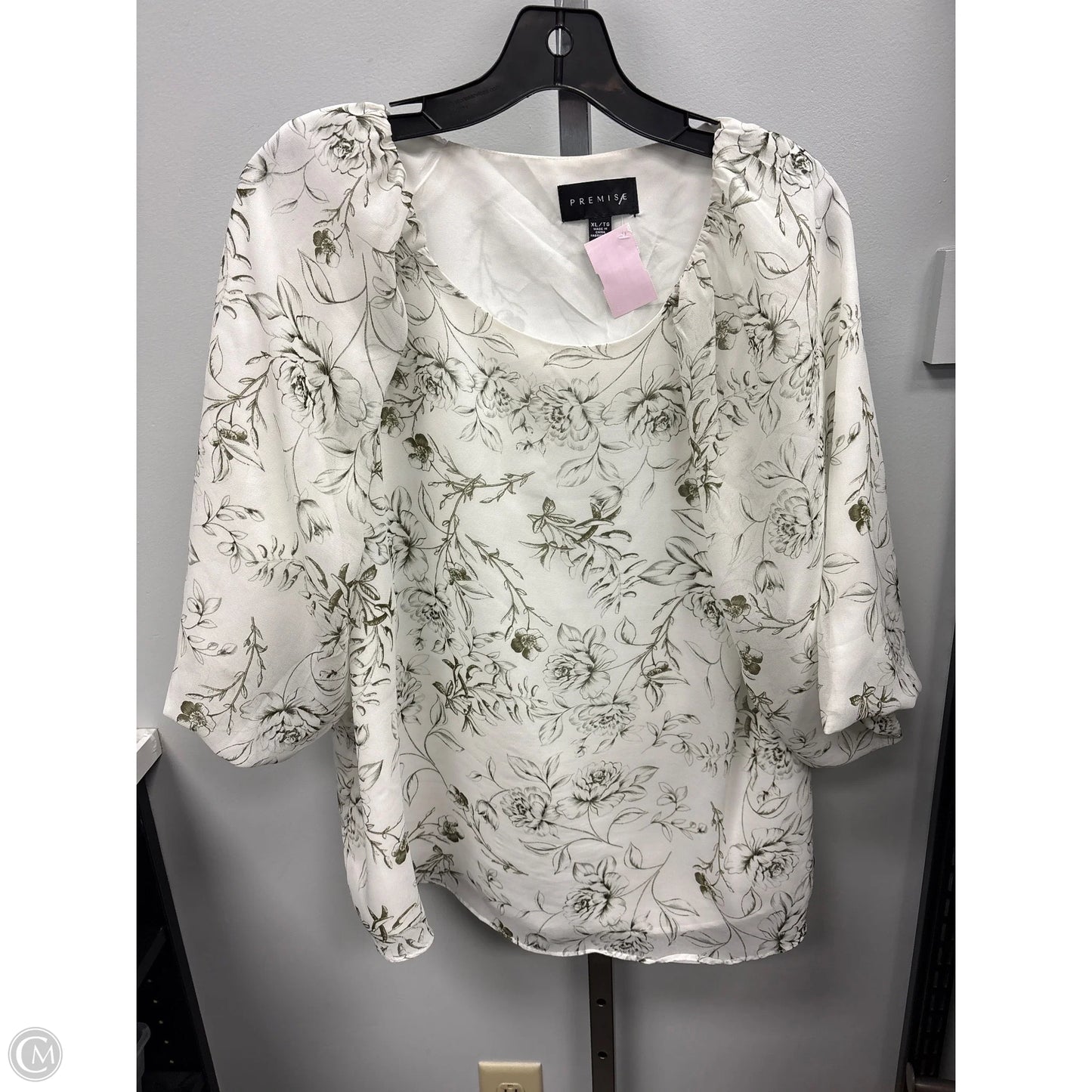 Top 3/4 Sleeve By Premise In Floral Print, Size: Xl