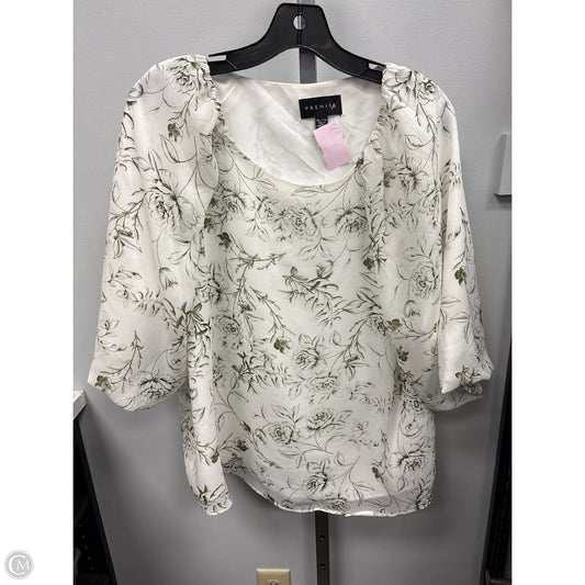 Top 3/4 Sleeve By Premise In Floral Print, Size: Xl