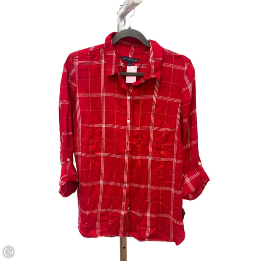 Top Long Sleeve By Tommy Hilfiger In Plaid Pattern, Size: M
