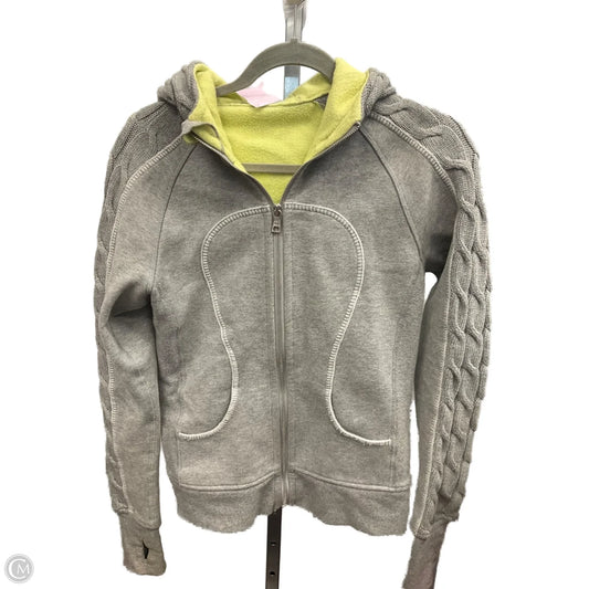 Athletic Sweatshirt Hoodie By Lululemon In Grey, Size: 6