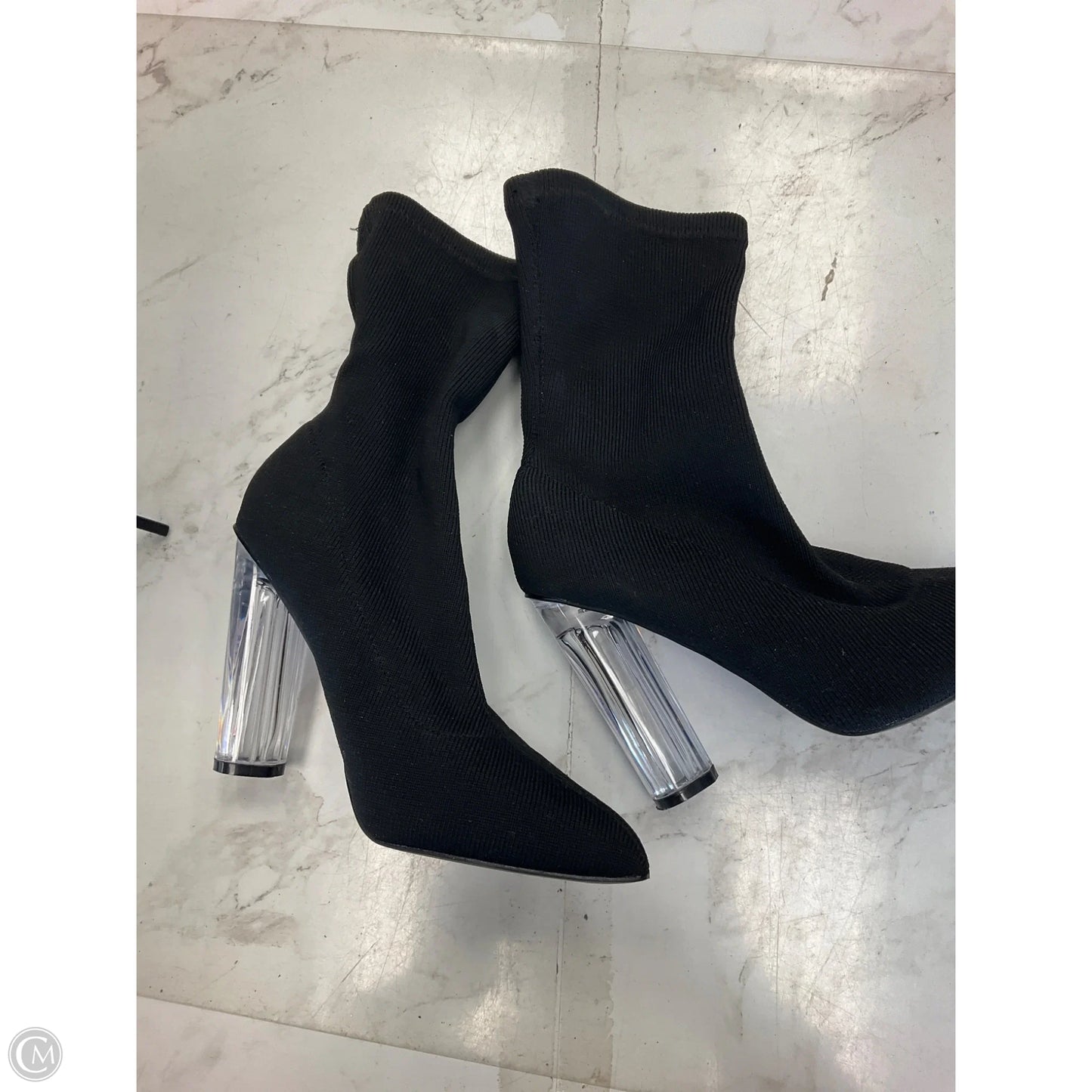 Boots Ankle Heels By Clothes Mentor In Black, Size: 7.5