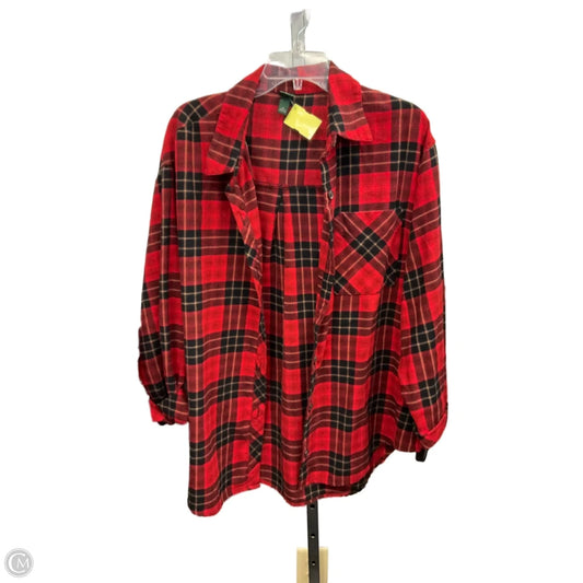 Top Long Sleeve By Wild Fable In Plaid Pattern, Size: Xl
