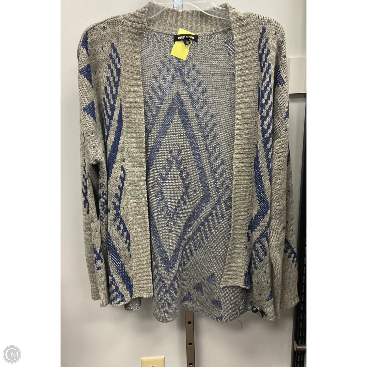 Sweater Cardigan By Clothes Mentor In Blue & Grey, Size: L