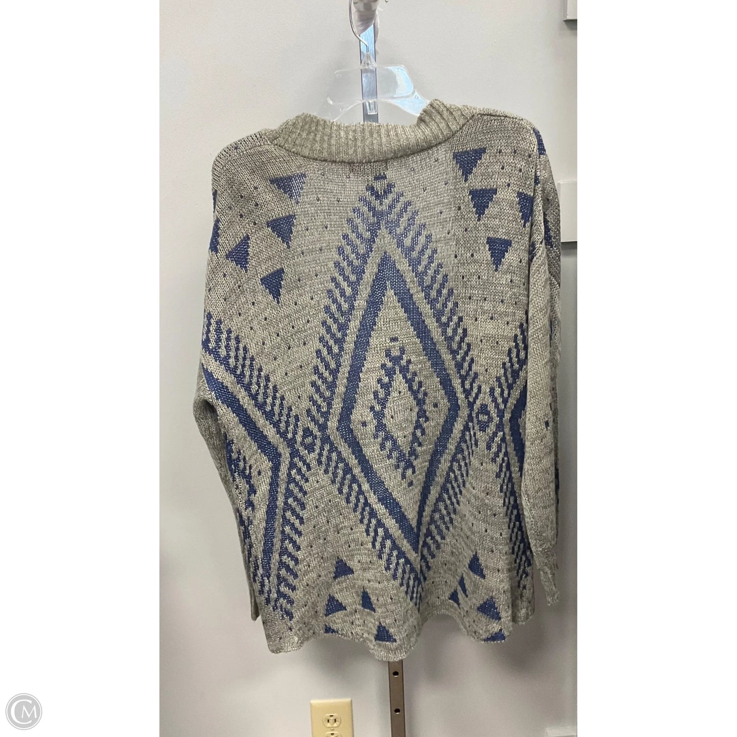 Sweater Cardigan By Clothes Mentor In Blue & Grey, Size: L
