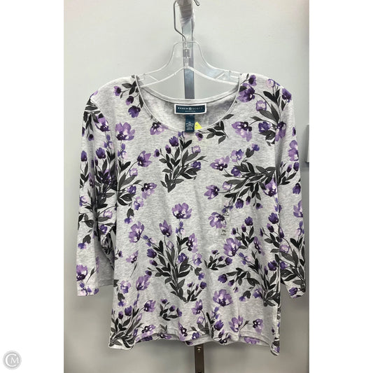 Top 3/4 Sleeve By Karen Scott In Floral Print, Size: Lp