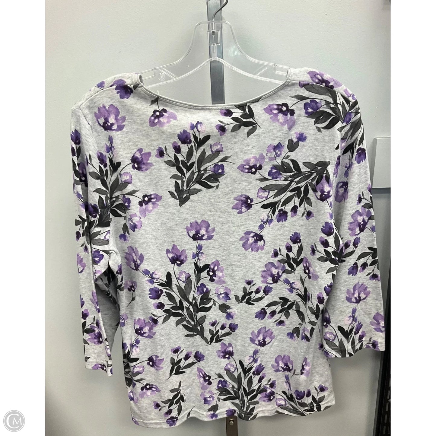 Top 3/4 Sleeve By Karen Scott In Floral Print, Size: Lp