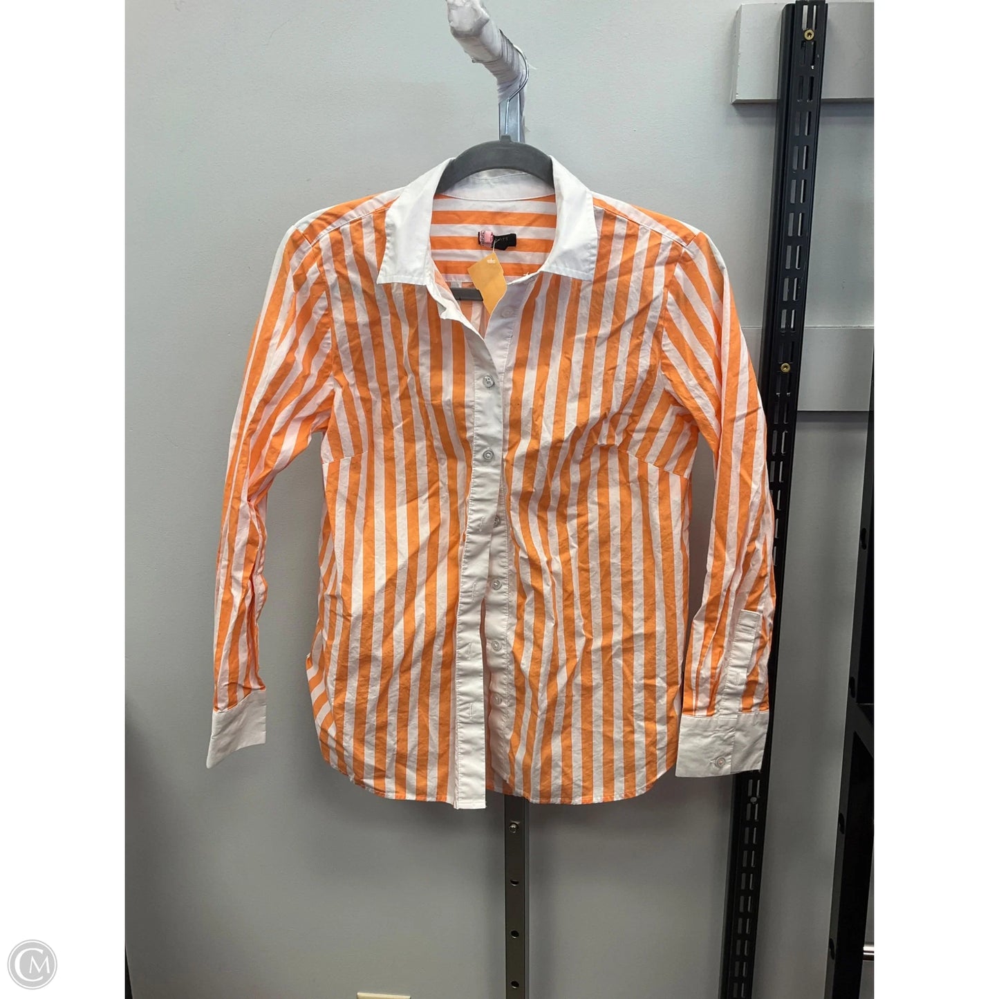 Top Long Sleeve By Talbots In Orange & White, Size: S