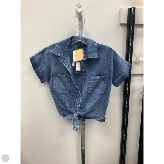 Top Short Sleeve By Sim & Sam In Blue Denim, Size: S