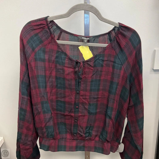 Top Long Sleeve By Express In Plaid Pattern, Size: M