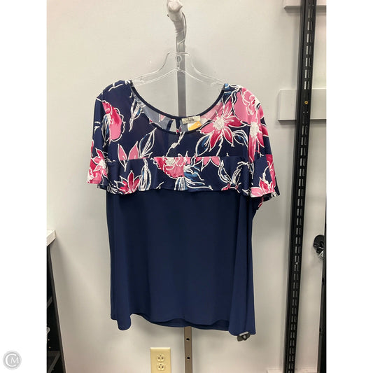 Top Short Sleeve By Clothes Mentor In Navy, Size: 2x