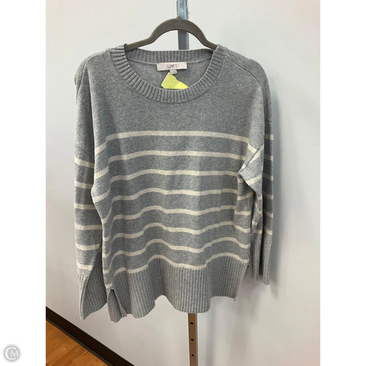 Sweater By Loft In Grey & White, Size: L