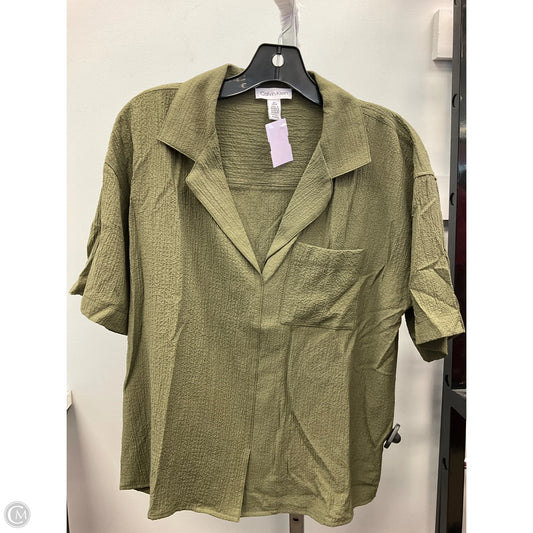 Top Short Sleeve By Calvin Klein In Green, Size: S